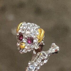 Sterling silver ring with white and ruby stones